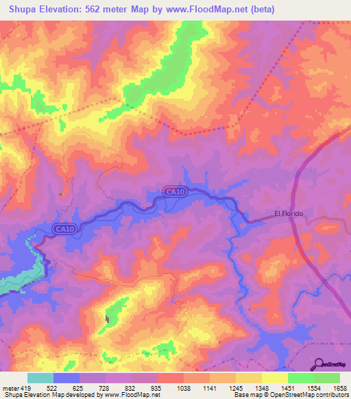 Shupa,Guatemala Elevation Map