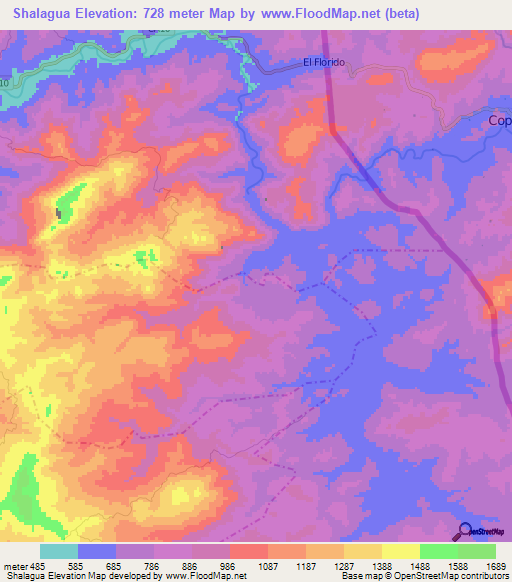 Shalagua,Guatemala Elevation Map