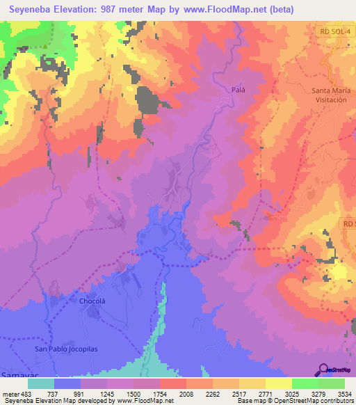 Seyeneba,Guatemala Elevation Map