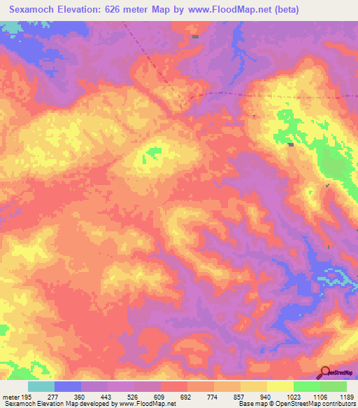 Sexamoch,Guatemala Elevation Map