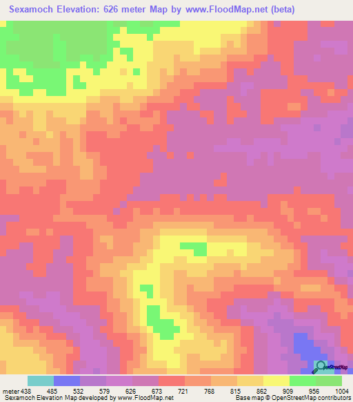 Sexamoch,Guatemala Elevation Map