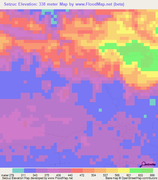 Setzuc,Guatemala Elevation Map