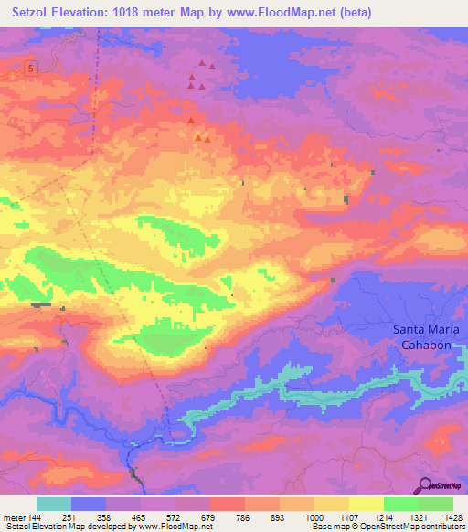 Setzol,Guatemala Elevation Map