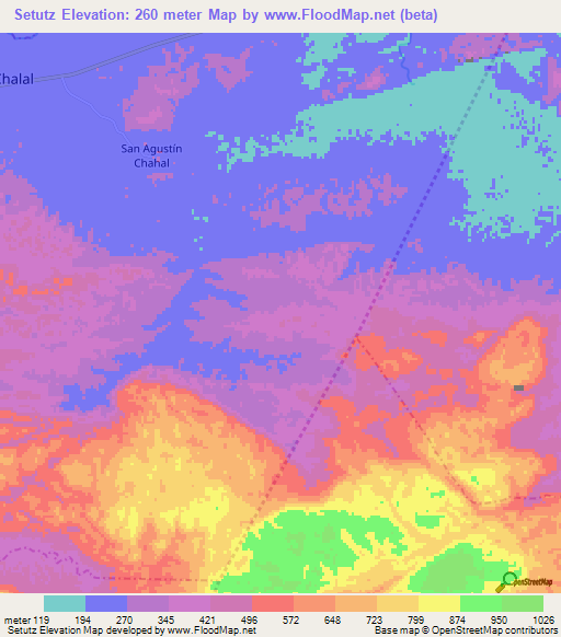 Setutz,Guatemala Elevation Map