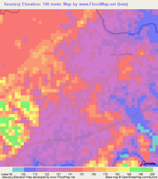 Sesutzuj,Guatemala Elevation Map