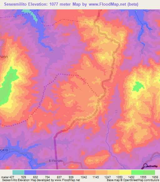 Sesesmilito,Guatemala Elevation Map