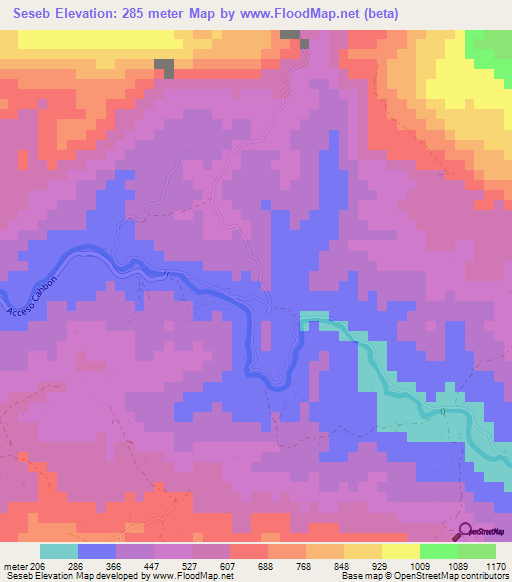 Seseb,Guatemala Elevation Map