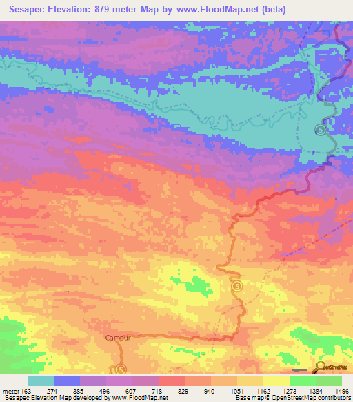 Sesapec,Guatemala Elevation Map