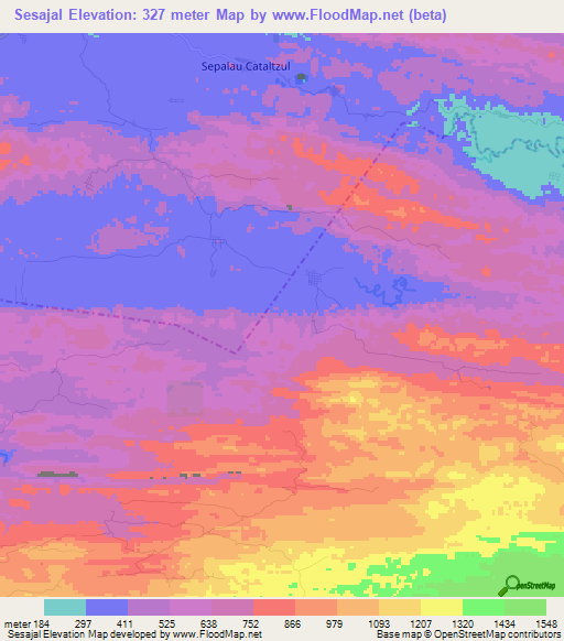 Sesajal,Guatemala Elevation Map