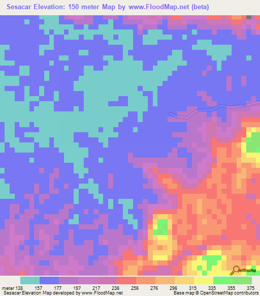 Sesacar,Guatemala Elevation Map