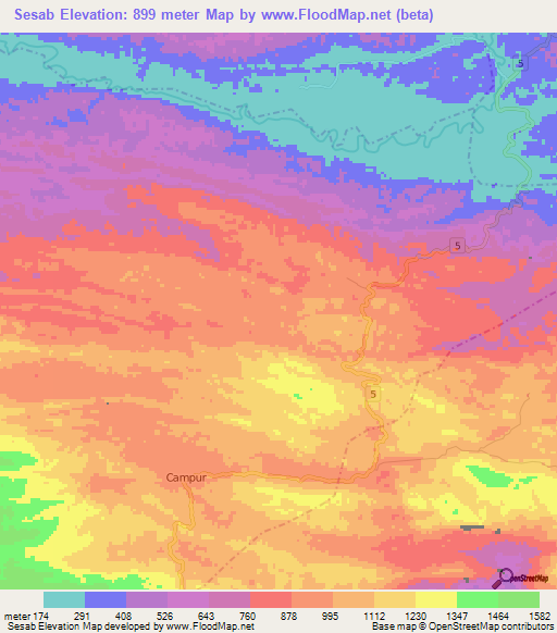 Sesab,Guatemala Elevation Map