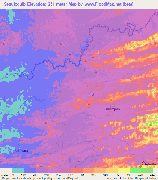 Sequixquib,Guatemala Elevation Map