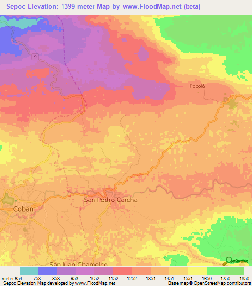 Sepoc,Guatemala Elevation Map