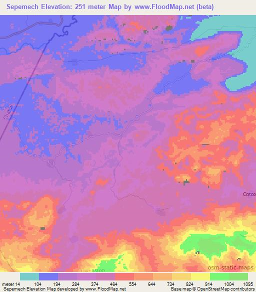 Sepemech,Guatemala Elevation Map