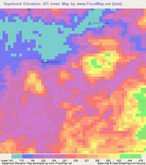 Sepemech,Guatemala Elevation Map