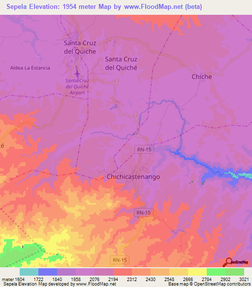 Sepela,Guatemala Elevation Map