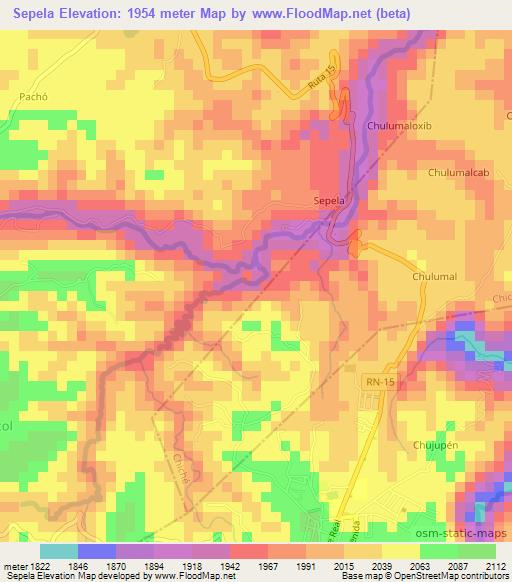 Sepela,Guatemala Elevation Map