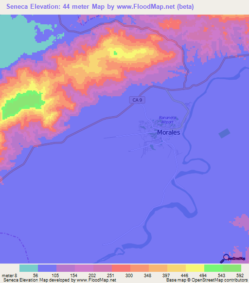 Seneca,Guatemala Elevation Map