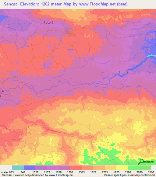 Sencaal,Guatemala Elevation Map