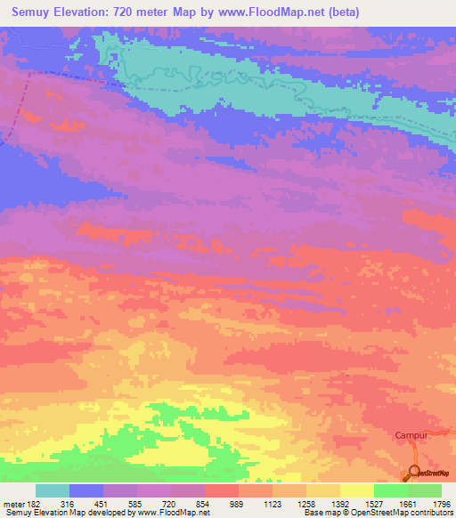 Semuy,Guatemala Elevation Map