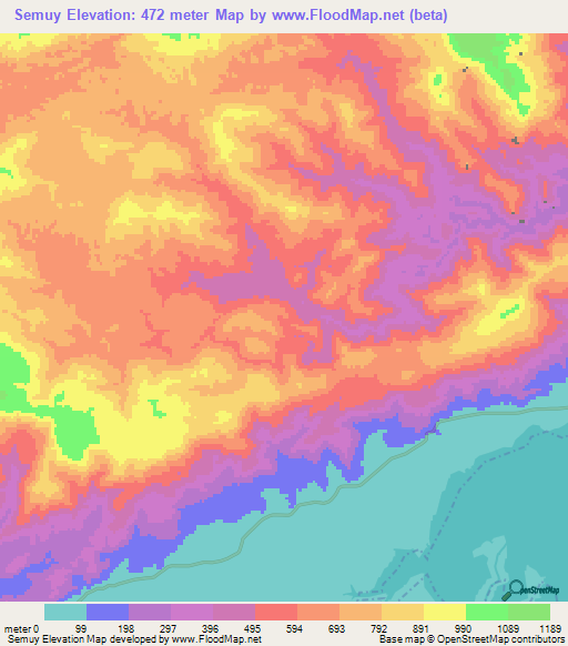 Semuy,Guatemala Elevation Map