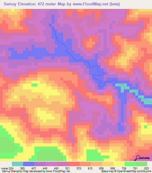 Semuy,Guatemala Elevation Map