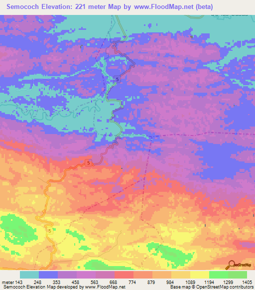 Semococh,Guatemala Elevation Map