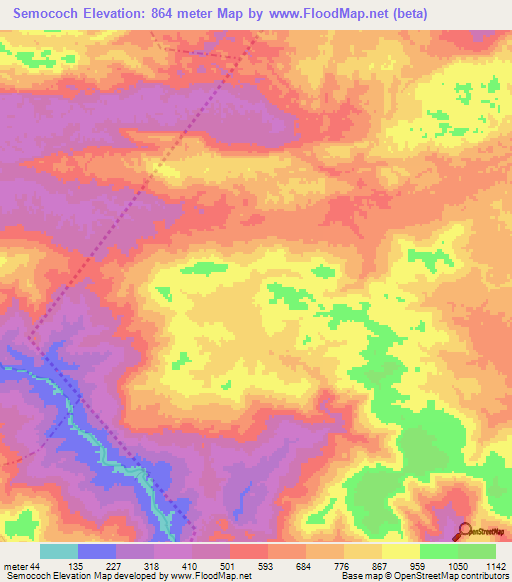 Semococh,Guatemala Elevation Map