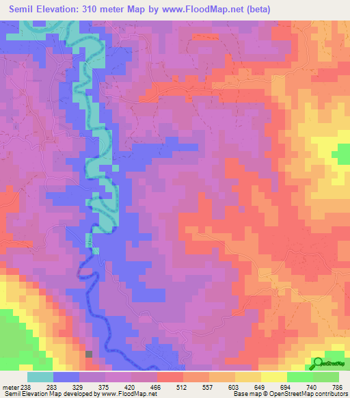 Semil,Guatemala Elevation Map