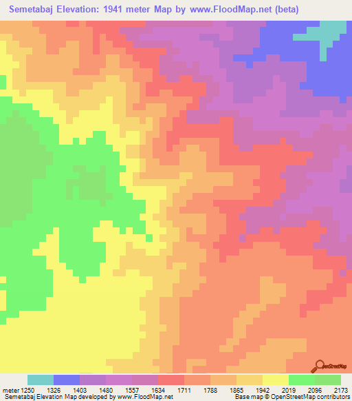 Semetabaj,Guatemala Elevation Map