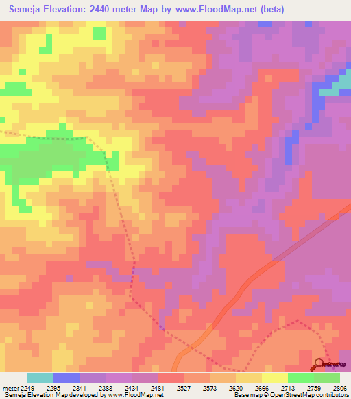 Semeja,Guatemala Elevation Map