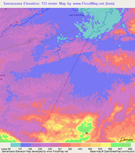 Semanzana,Guatemala Elevation Map