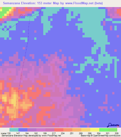 Semanzana,Guatemala Elevation Map