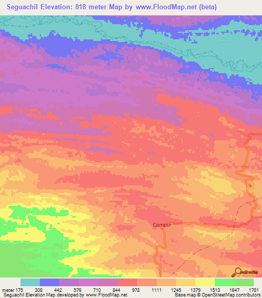 Seguachil,Guatemala Elevation Map