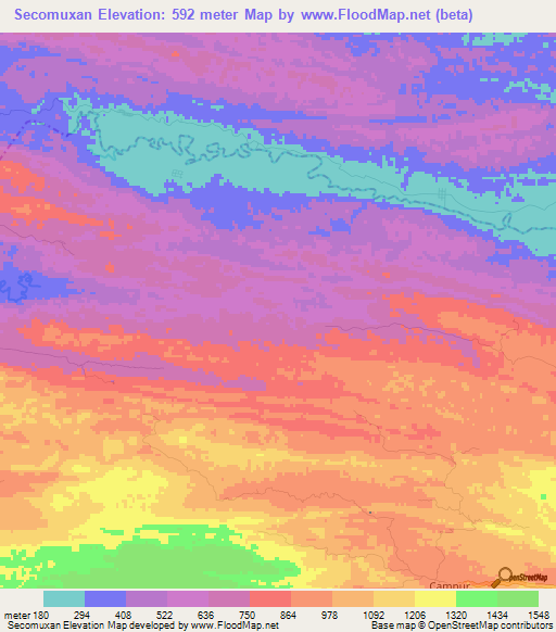 Secomuxan,Guatemala Elevation Map