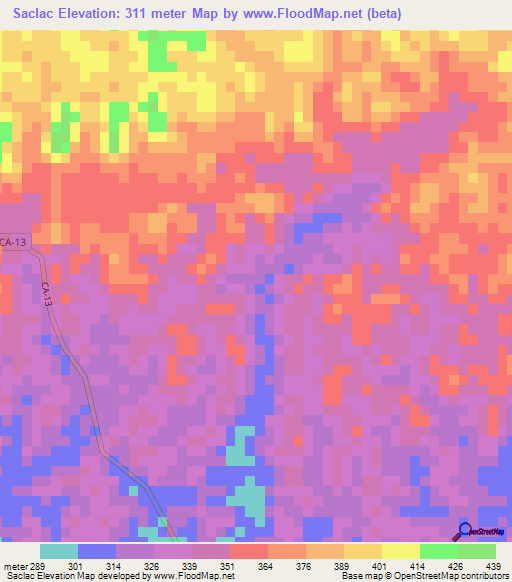 Saclac,Guatemala Elevation Map