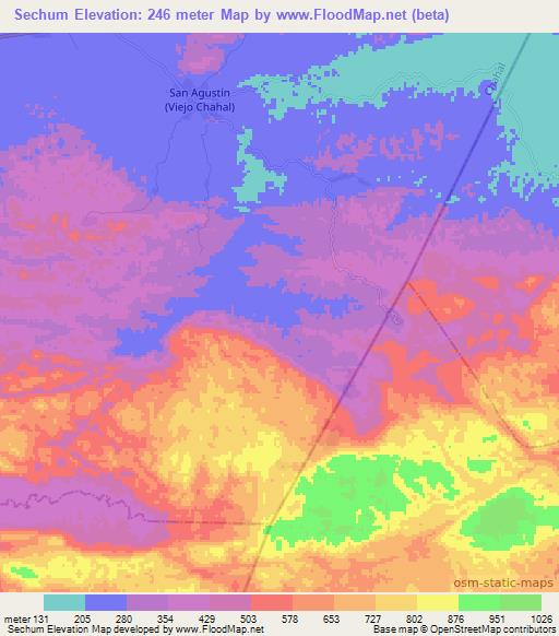 Sechum,Guatemala Elevation Map