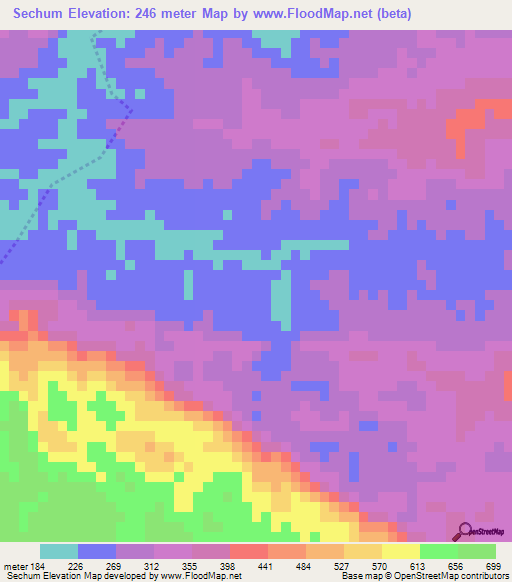 Sechum,Guatemala Elevation Map