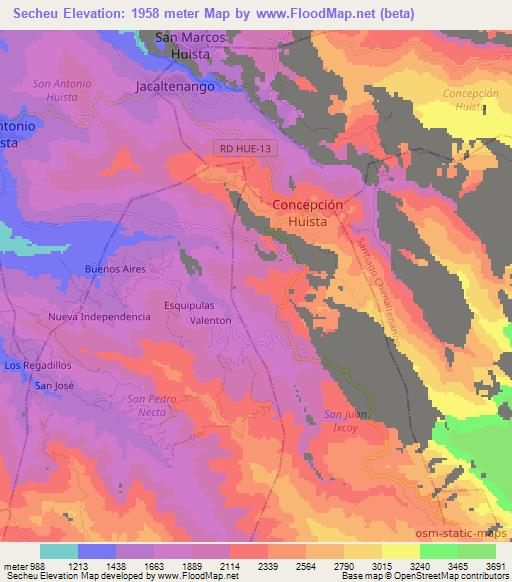 Secheu,Guatemala Elevation Map