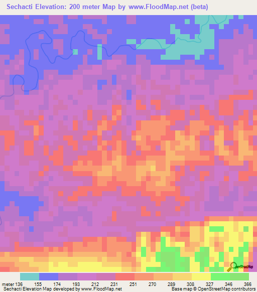 Sechacti,Guatemala Elevation Map