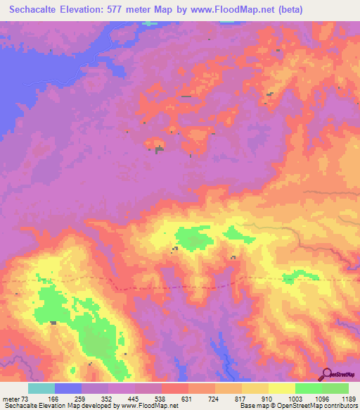 Sechacalte,Guatemala Elevation Map