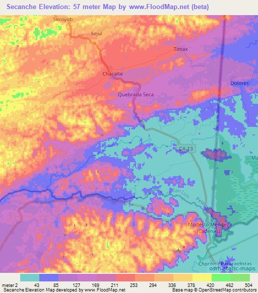 Secanche,Guatemala Elevation Map