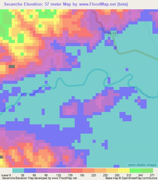 Secanche,Guatemala Elevation Map