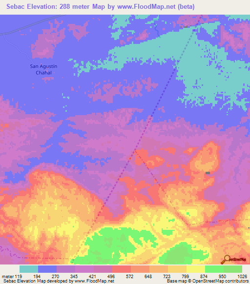 Sebac,Guatemala Elevation Map