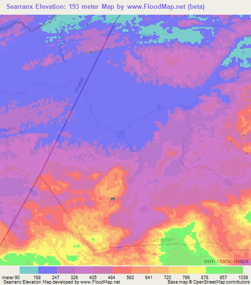 Searranx,Guatemala Elevation Map