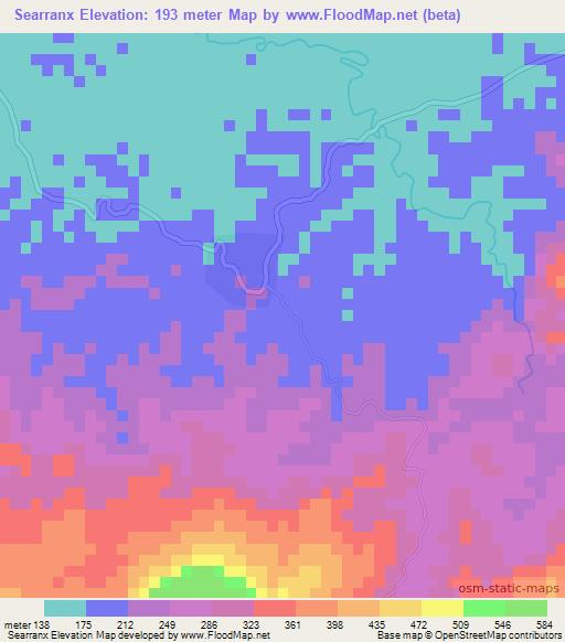 Searranx,Guatemala Elevation Map