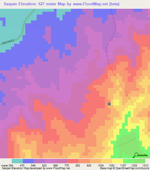 Saspan,Guatemala Elevation Map