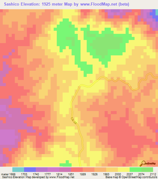 Sashico,Guatemala Elevation Map