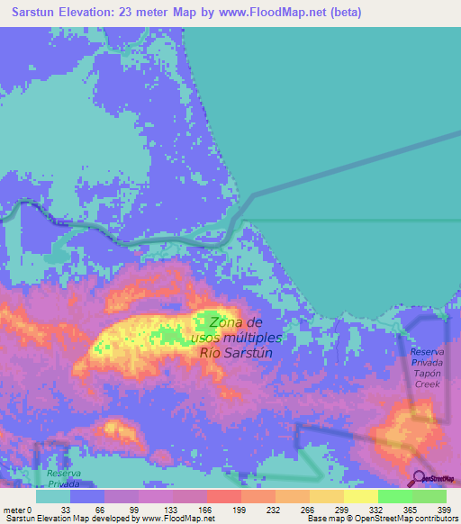 Sarstun,Guatemala Elevation Map