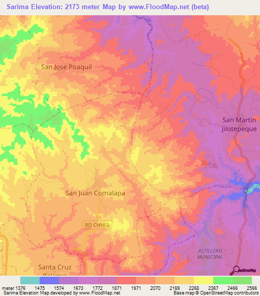 Sarima,Guatemala Elevation Map